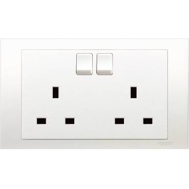 Schneider Electric 13A 250V Twin Gang Switched Socket - 1