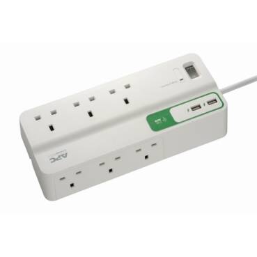 Schneider Electric 6-Outlet W/ 2 USB Port APC Essential Surge Arrest Outlet, PM6U-UK (230 V) - 1