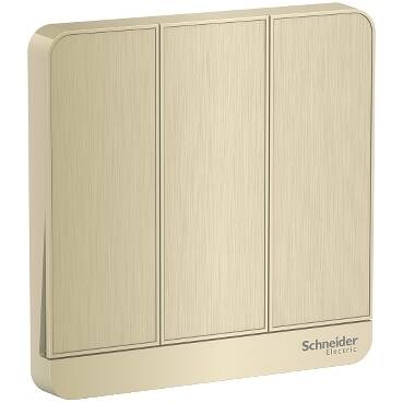 Schneider Electric AvatarOn Metal Gold Hairline, 2 Way, 3 Gang Switches, E8333L2_GH (16 AX, 250 V) - 1