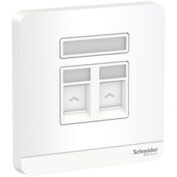 Schneider Electric AvatarOn, wallplate for 2 keystone RJ45, White - Schneider Electric