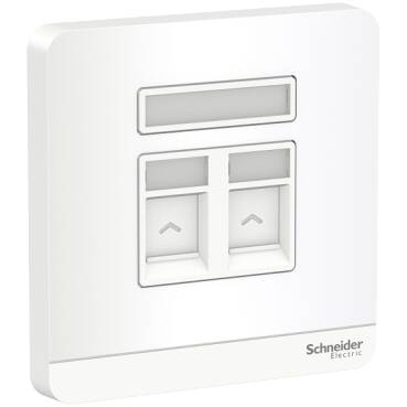 Schneider Electric AvatarOn, wallplate for 2 keystone RJ45, White - 1