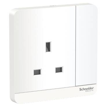 Schneider Electric E8315N_WE_G12 AvatarOn White - Single switched socket - 13 A - 230 V - 1 gang -White with Neon - 1