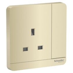 Schneider Electric E8315N_WG_G12 AvatarOn Gold - Single switched socket - 13 A - 230 V - 1 gang -Gold with Neon - Schneider Electric