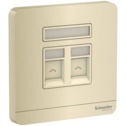 Schneider Electric E8332RJS_WG AvatarOn Gold - 2 Gang Keystone Wallplate with Shutter without Ketstone Jack RJ-45 - Schneider Electric
