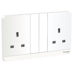Schneider Electric E83T25_WE_G12 AvatarOn White - Double switched socket - 13 A - 230 V - 1 gang -White - Schneider Electric