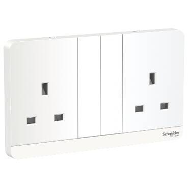 Schneider Electric E83T25_WE_G12 AvatarOn White - Double switched socket - 13 A - 230 V - 1 gang -White - 1