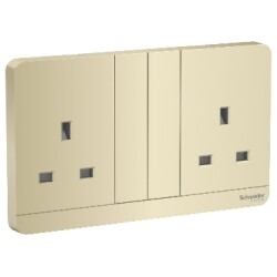 Schneider Electric E83T25_WG_G12 AvatarOn Gold - Double switched socket - 13 A - 230 V - 1 gang -Gold - Schneider Electric