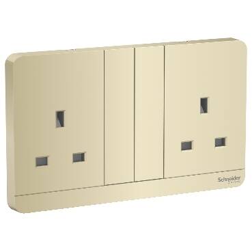 Schneider Electric E83T25_WG_G12 AvatarOn Gold - Double switched socket - 13 A - 230 V - 1 gang -Gold - 1