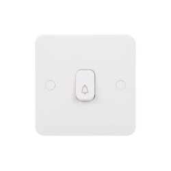 Schneider Electric GGBL1012RB Lisse Retractive Plate Switch with Bell Symbol, 1 Gang, 2 Way, 10A, White - Schneider Electric