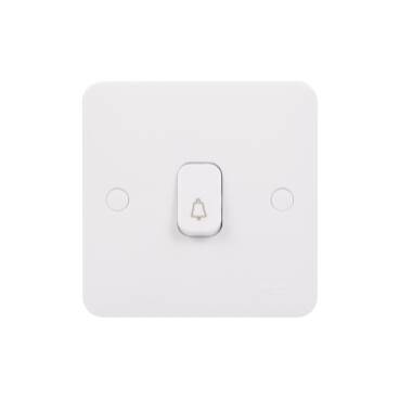 Schneider Electric GGBL1012RB Lisse Retractive Plate Switch with Bell Symbol, 1 Gang, 2 Way, 10A, White - 1