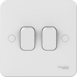 Schneider Electric GGBL1022 Lisse Plate Switch, 2 Gang, 2 Way, 10AX, WhiteBrand: Schneider Electric - Schneider Electric