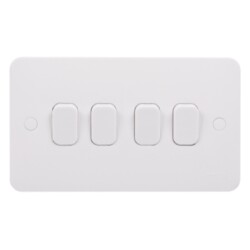 Schneider Electric GGBL1042 Lisse Plate Switch, 4 Gang, 2 Way, 10AX, White - Schneider Electric