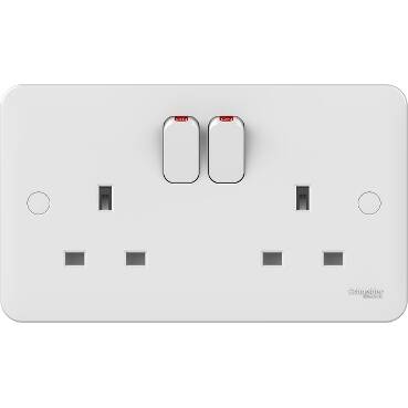 Schneider Electric GGBL3020NIS Lisse UK Standard Switch Socket White, 2 gang 13A BS 1363-2 Standard - 1