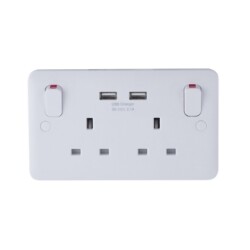 Schneider Electric Lisse White Moulded - Twin Socket combined 2 x USB SP 2.1 A. White - Schneider Electric