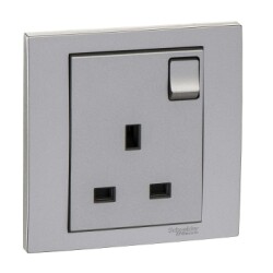 Schneider Electric Vivace Silver - Single switched socket - 13 A - 230 V - 1 gang -Silver - Schneider Electric