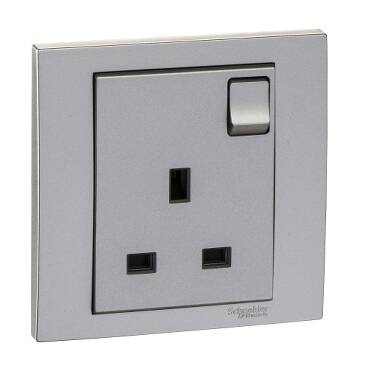 Schneider Electric Vivace Silver - Single switched socket - 13 A - 230 V - 1 gang -Silver - 1